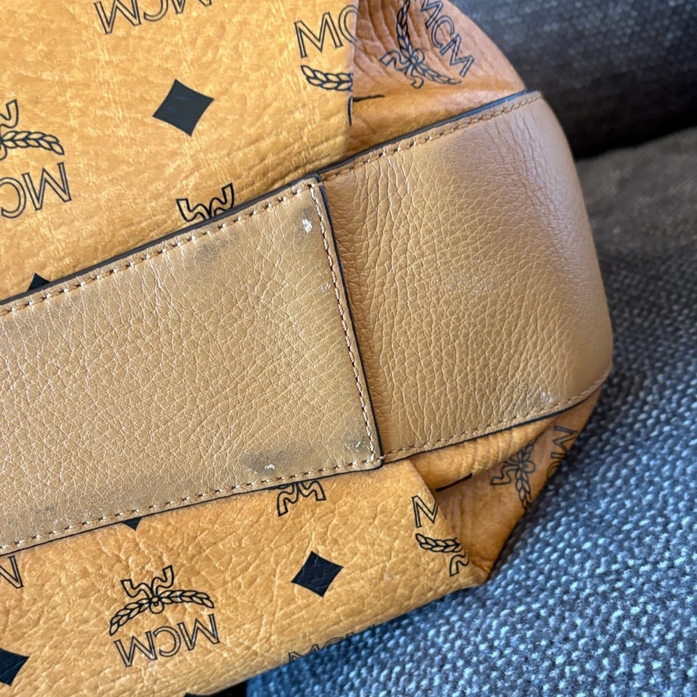 MCM  Visetos Cognac Bucket Crossbody Bag-Dual Handle+Strap - Picture 9 of 16